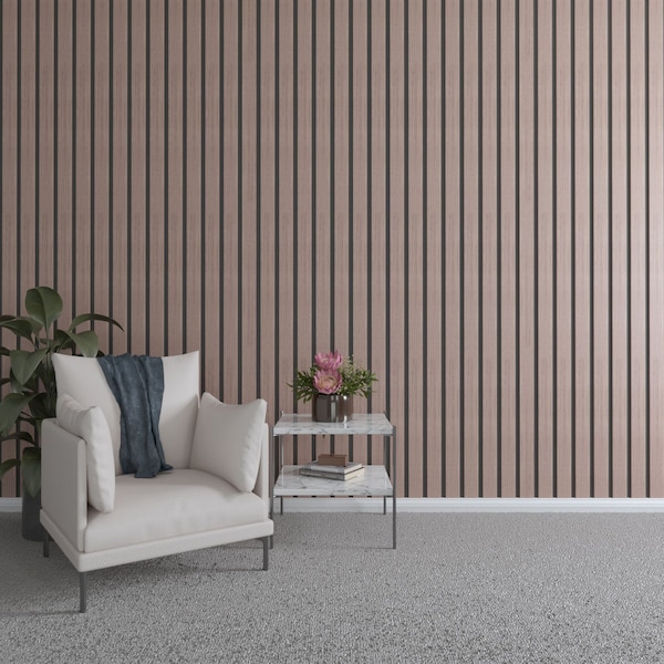 Ekena Millwork 94H x 3/8T Adjustable Wood Slat Wall Panel Kit w/ 3W Slats, Walnut contains 15 Slats SWW60X94X0375WA - main
